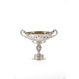 A late Victorian silver tazza by Holland, Aldwinckle & Slater, London 1900, with a beaded border