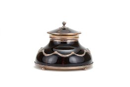 Ω An Edwardian silver and tortoiseshell circular inkwell by William Comyns & Sons, London 1904,