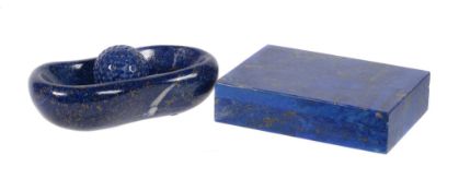 Asprey, a lapis lazuli box, the rectangular box composed of lapis lazuli panels, with an agate