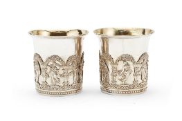 A pair of Russian silver beakers, maker's mark HJ (Latin, not traced), Moscow 1839, assay master