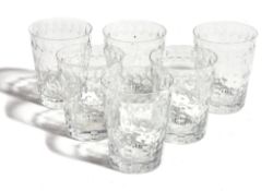 Six modern William Yeoward cut and polished tumblers , acid-etched marks, 13.5cm high, in an Asprey