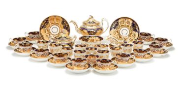 A Ridgway porcelain 'Rococo revival' part tea and coffee service, circa 1835, painted in