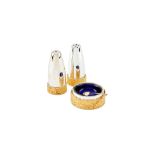 Asprey, a silver and silver gilt three piece condiment set by Deakin & Francis, Birmingham 1973 and