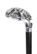 A silver mounted walking stick, maker's mark KC (not traced), Birmingham no date (post 1998), the