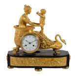 A Restauration ormolu figural mantel clock , circa 1830, cast with Aphrodite in her chariot to a