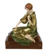 Ω Johann Philipp Ferdinand Preiss (German, 1882-1943), a cold painted bronze and ivory figure,