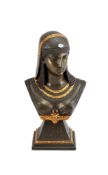 A French parcel gilt spelter bust of a maiden, early 20th century, portrayed in a romanticised