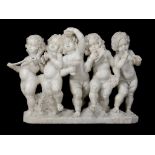 A Continental, probably Italian sculpted white marble group of five amorini, late 19th / early 20th