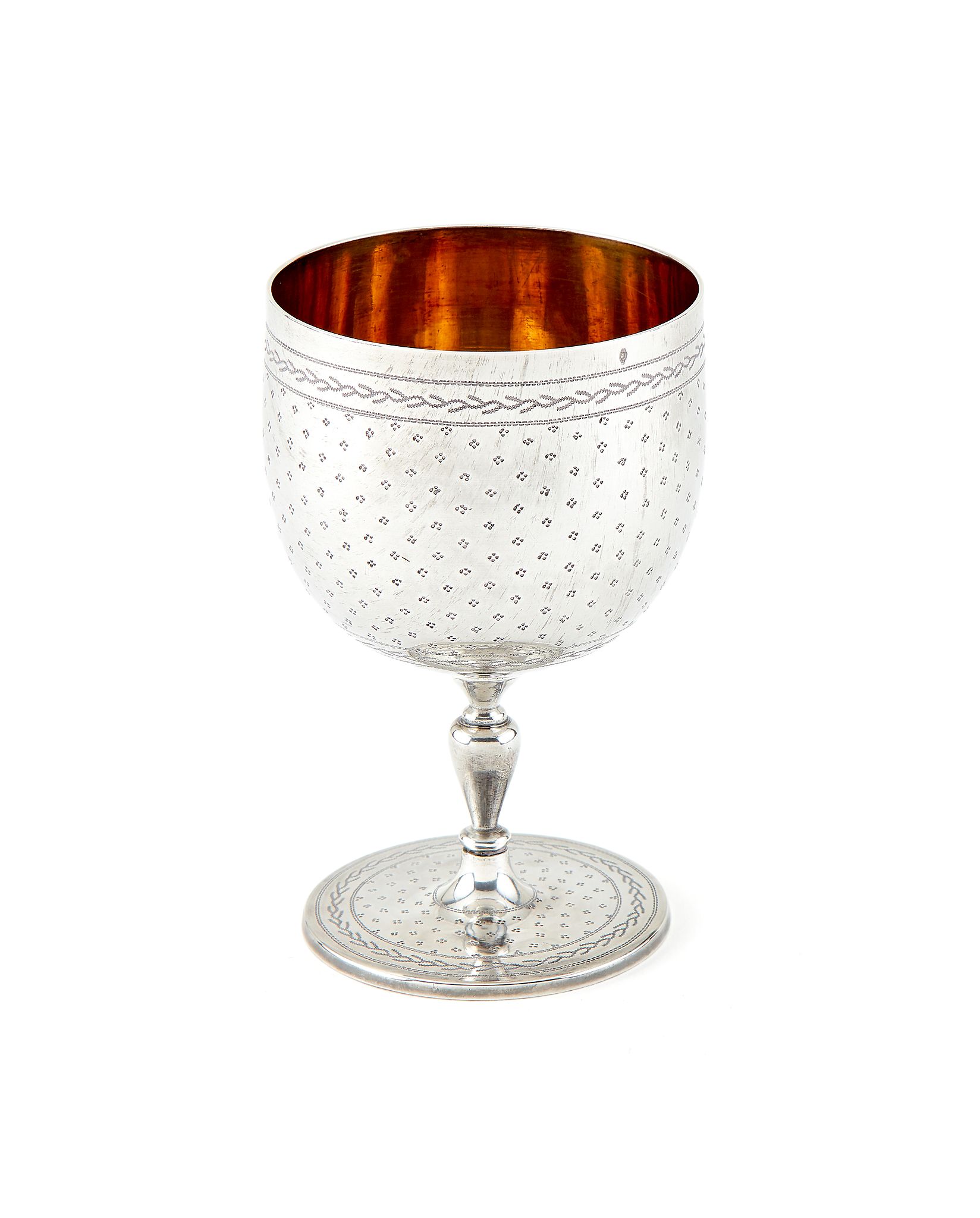 A French silver goblet, maker's mark obscured, large export mark 1840 - 1879, engraved with