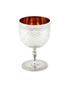 A French silver goblet, maker's mark obscured, large export mark 1840 - 1879, engraved with