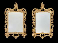 A pair of giltwood wall mirrors in George III style, of recent manufacture, the frames