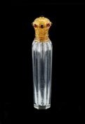 A French gold mounted clear glass scent bottle, maker's mark ?G or ?C, apparently no gold poincon,