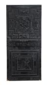 Ω A pair of Flemish relief carved ebony veneered furniture doors in 17th century taste, probably