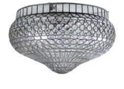 A substantial and impressive cut glass and metal framed ceiling lantern, 20th century, of bulbous