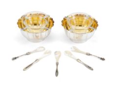 Ω Asprey, a pair of silver shaped circular caviar bowls by Asprey, import marks for London 1995,