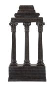 A Continental patinated bronze model of the ruins of the Roman Temple of Castor and Pollux, late