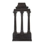 A Continental patinated bronze model of the ruins of the Roman Temple of Castor and Pollux, late