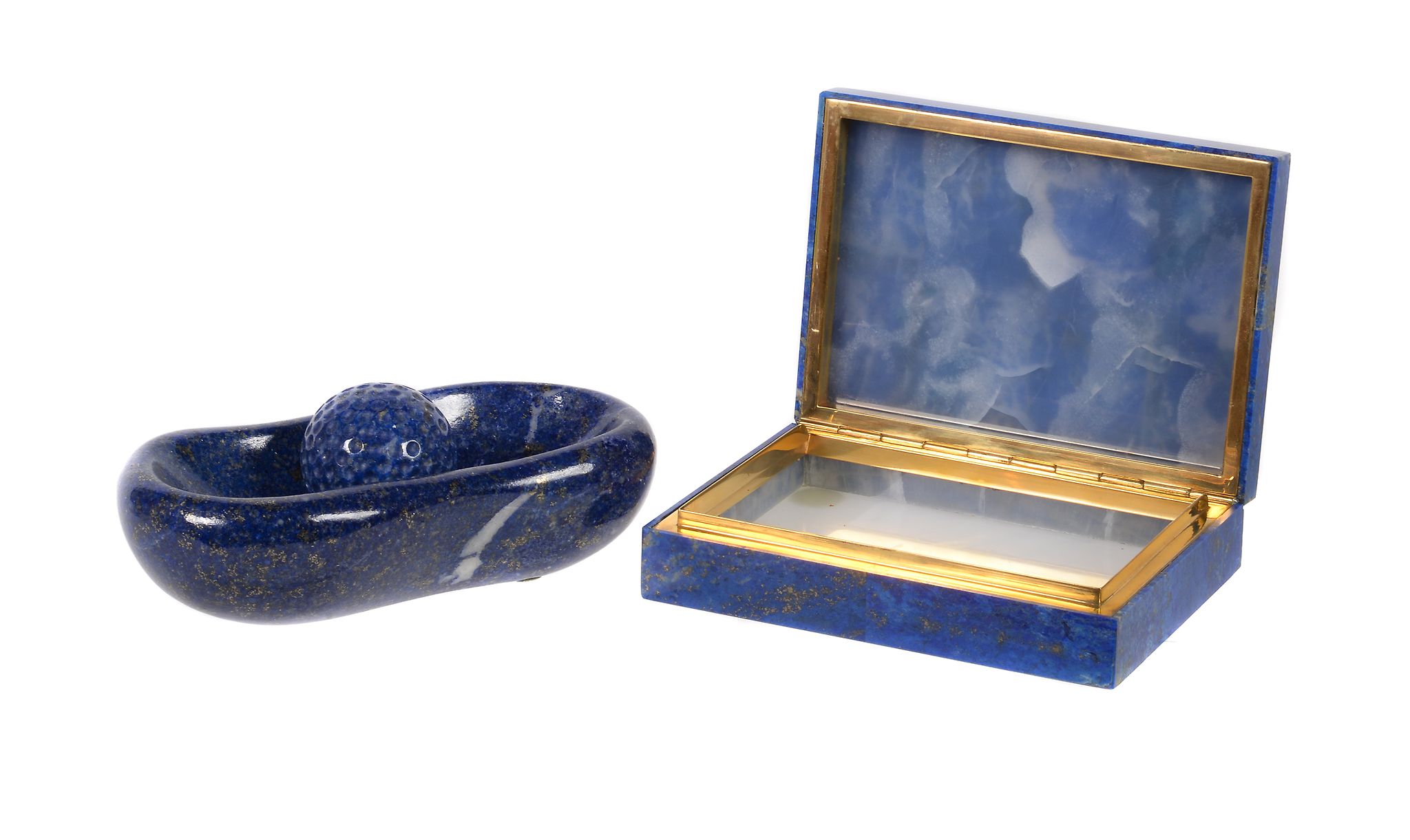 Asprey, a lapis lazuli box, the rectangular box composed of lapis lazuli panels, with an agate - Image 2 of 2