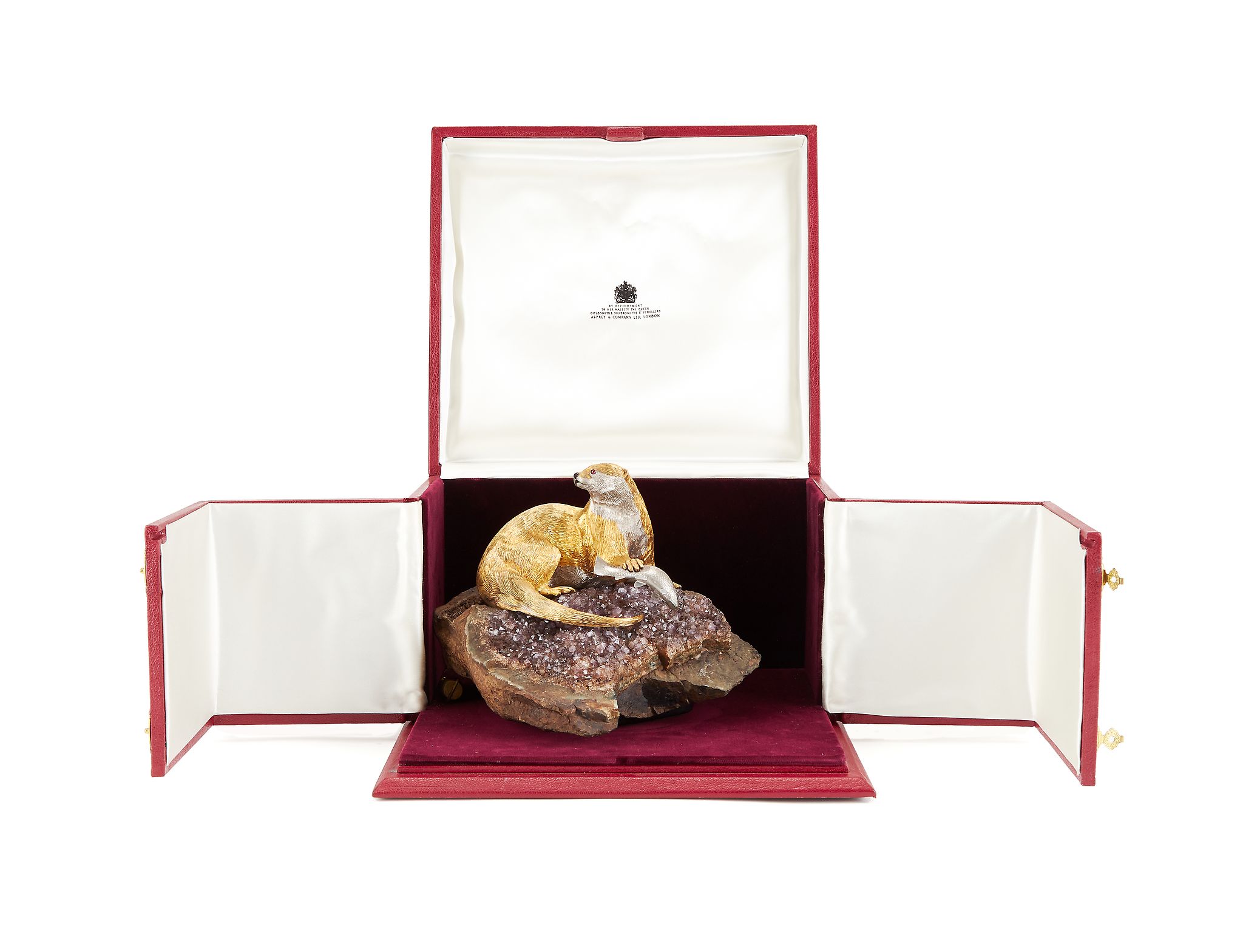 Asprey, a silver parcel gilt and mineral specimen table ornament , maker's mark TVS (not traced), - Image 2 of 3