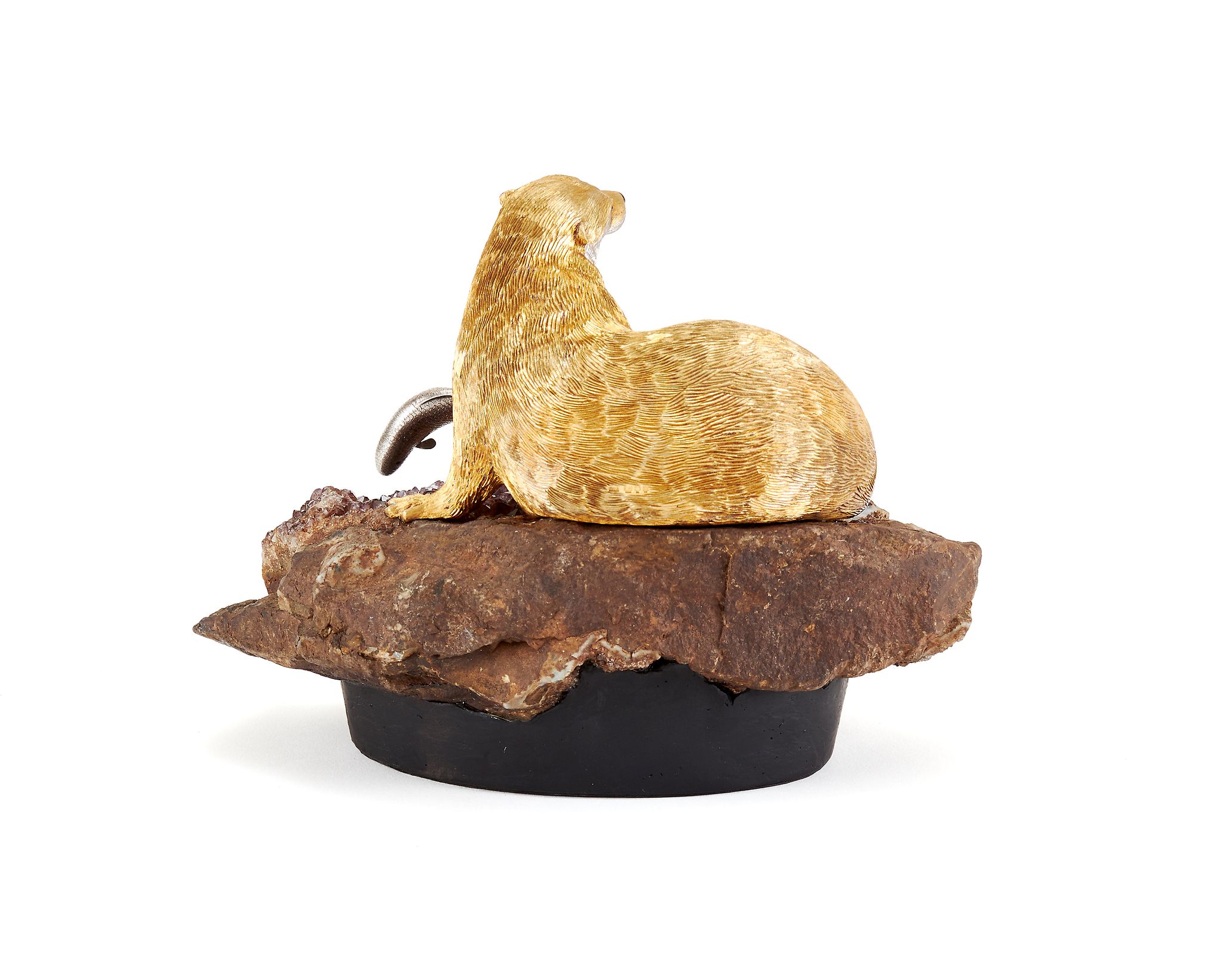 Asprey, a silver parcel gilt and mineral specimen table ornament , maker's mark TVS (not traced), - Image 3 of 3