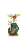 Asprey, an 18 carat white and yellow gold, gem set and mineral specimen table ornament by Asprey &