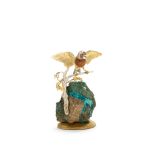 Asprey, an 18 carat white and yellow gold, gem set and mineral specimen table ornament by Asprey &