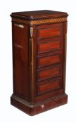 A simulated mahogany cast metal safe, in the form of a chest of drawers in Louis XVI taste , 20th