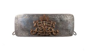 A Victorian officer's full dress silver belt box or pouch, Birmingham 1886-7, the shaped