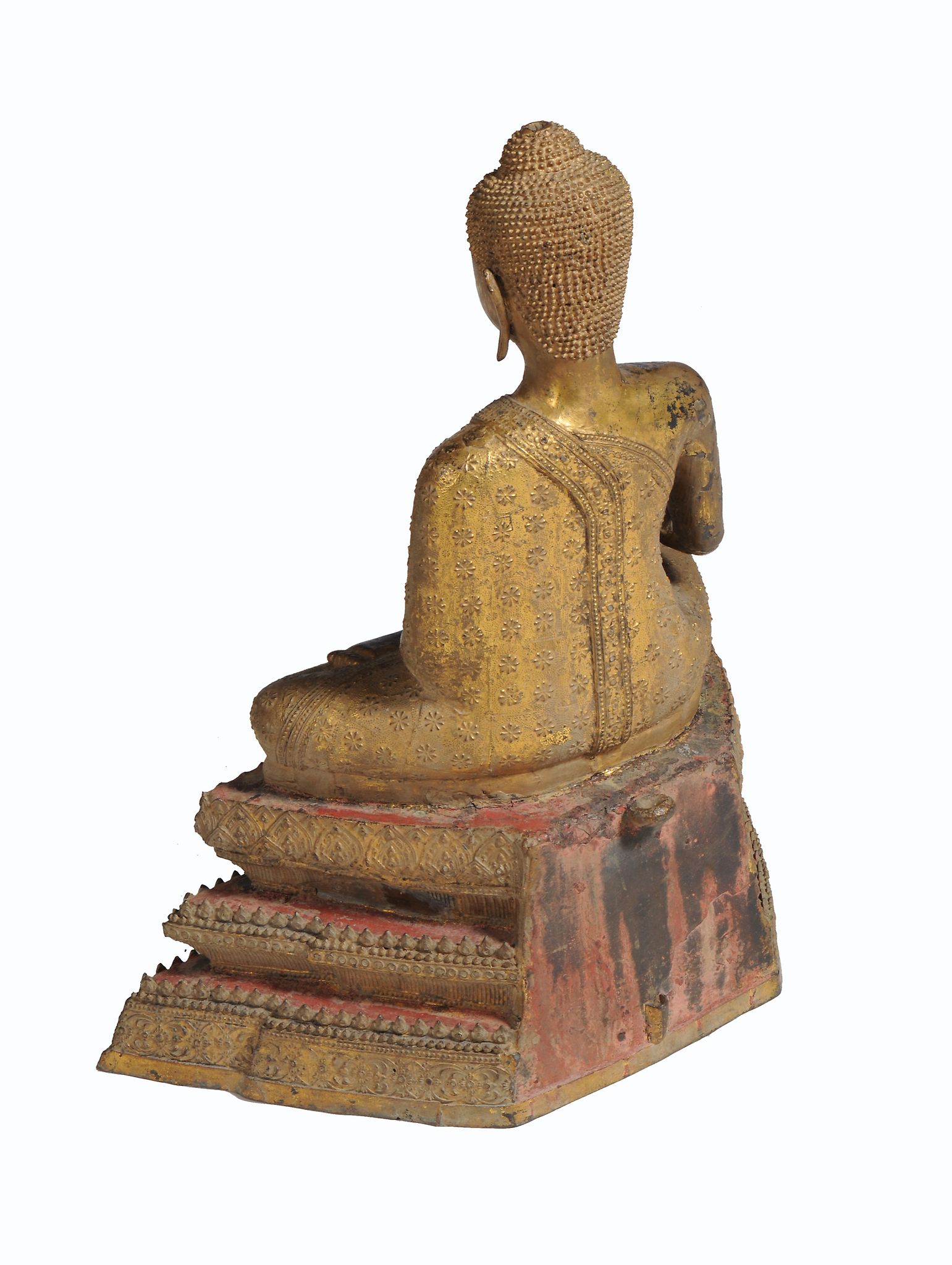 A Thai gilt-lacquered bronze Buddha , Late Rattanakosin period, 19th Century, seated in dhyanasana - Image 5 of 7
