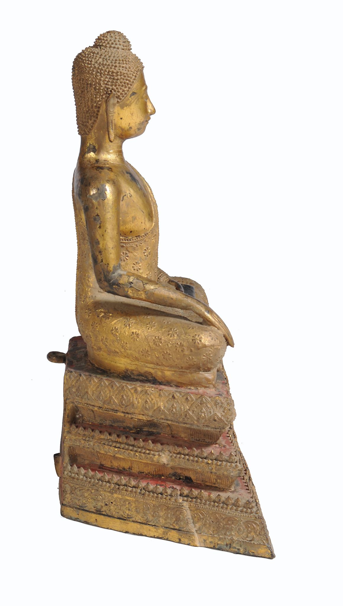 A Thai gilt-lacquered bronze Buddha , Late Rattanakosin period, 19th Century, seated in dhyanasana - Image 3 of 7