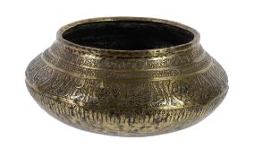 A Mamluk revival gilt-coppered and lacquered bowl , probably Egypt late 19th century, 27cm wide x