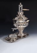 A Turkish silver coloured samovar set, stamped SK 900 , late 20th century, the samovar with a