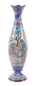 A Qajar enamel vase , Persia, late 19th century, brightly coloured, 27cm high