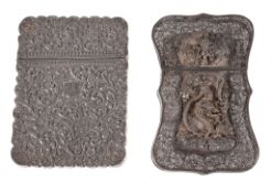 An Indian silver shaped rectangular card case, Kutch, circa 1880, chased with typical tight scoll