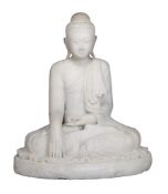 A large marble figure of Sakyamuni, possibly Burmese, 19th or 20th century, the historic Buddha