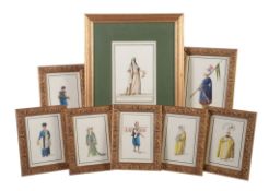 Turkish Costumes , eight various watercolours depicting officials and trades people, one inscribed