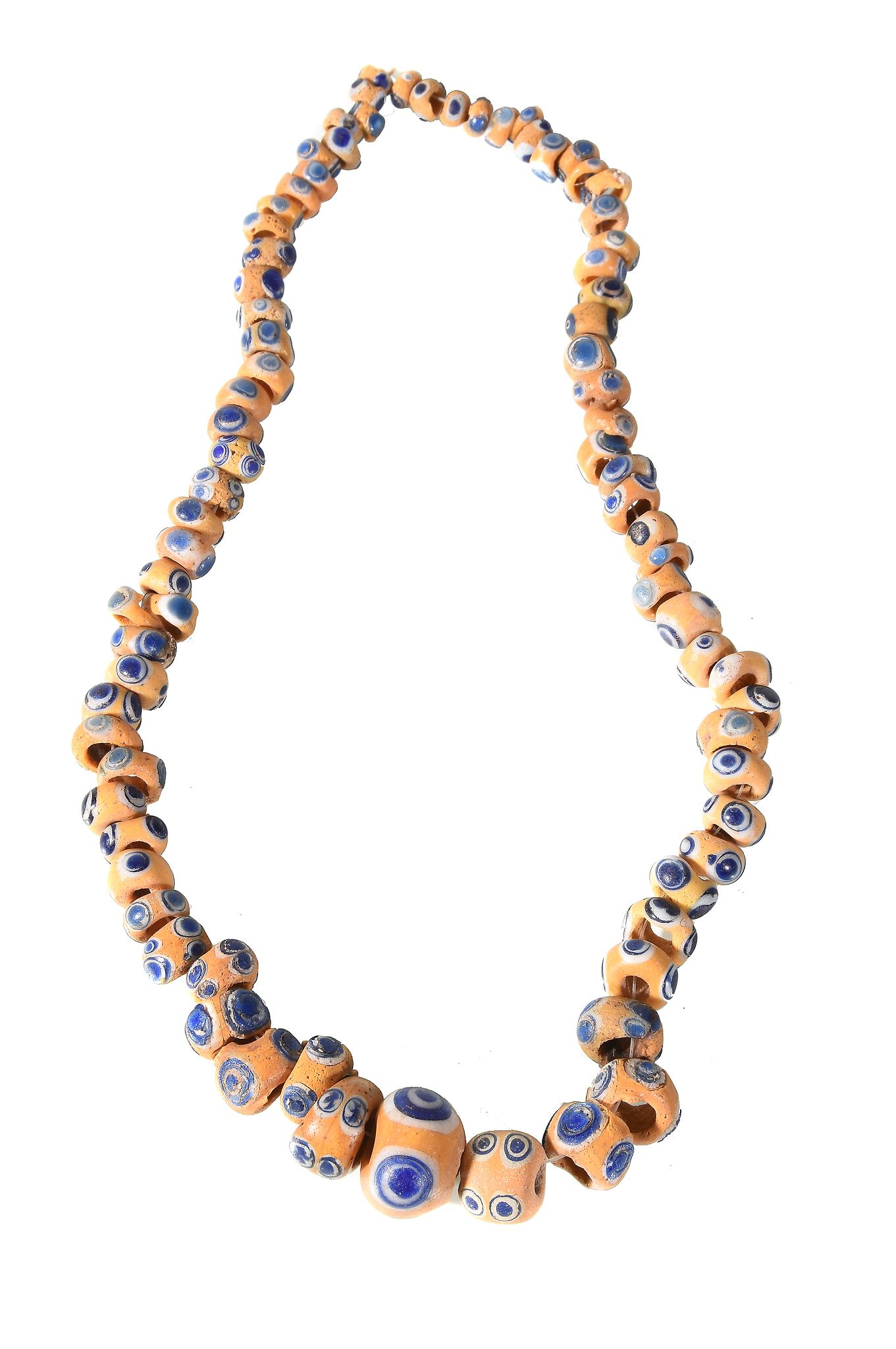 A single strand of graduated mosaic glass eye beads, circa 6th- 4th century BC, the blue 'eyes set