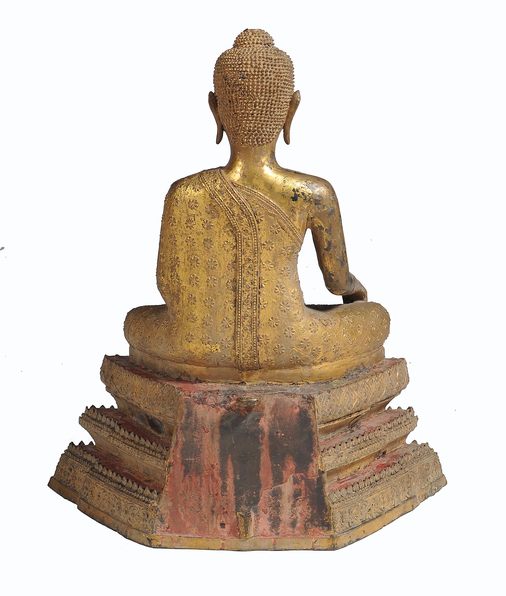 A Thai gilt-lacquered bronze Buddha , Late Rattanakosin period, 19th Century, seated in dhyanasana - Image 4 of 7