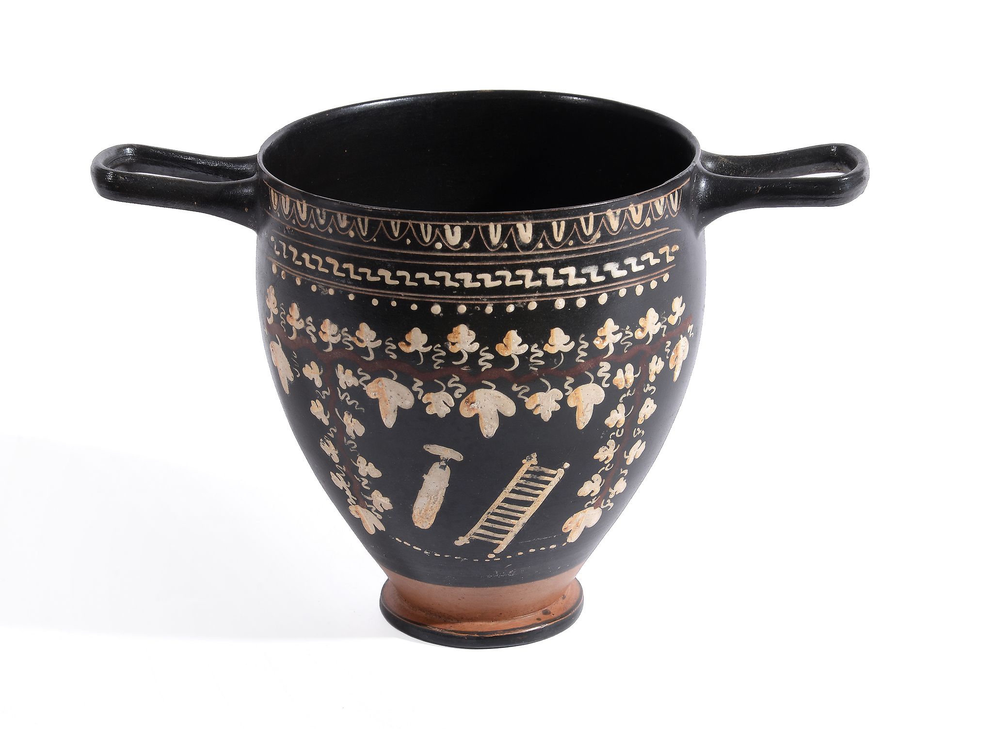 A Gnathian ware skyphos, Greek South Italy, circa 4th century BC, the exterior decorated with