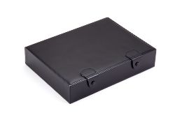 Asprey, a black leather jewellery/cufflink box, the rectangular case with twenty four individual