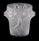Lalique, Cristal Lalique, Ganeymede, a clear and frosted glass wine or champagne cooler, engraved