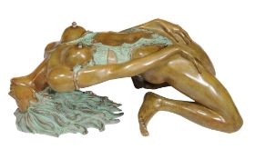 δ Nicola Voci, Justina , a coated bronze partial nude table base, signed in the maquette, approx.