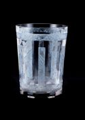 Lalique, Rene Lalique, Grimperaux, a clear, frosted and blue stained glass vase, wheel engraved