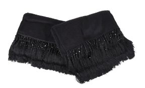 Asprey, two black cashmere shawls by Morgan & Oates, with a tassel fringe edge, 176cm long, each in