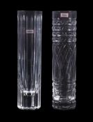 Baccarat, Harmonie, a cut glass cylindrical vase, factory mark, 20cm high; another Baccarat