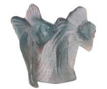 Daum, an amethyst pate de verre group of two angel fish, limited edition 124/250, moulded mark, 16.