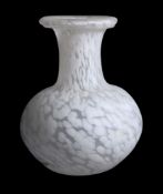 A large modern cased glass vase, frosted glass with opaque-white mottled inclusions, 39cm high