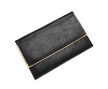 Ω Asprey, a black lizard travel wallet, the rectangular wallet with a magnetic fold over flap