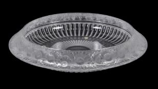 Lalique, Cristal Lalique, Marguerites, a clear and frosted glass bowl, engraved mark, 34cm