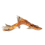 Lotus Arts de Vivre, an olivewood and silver coloured model of a fish, stamped 925 with maker's